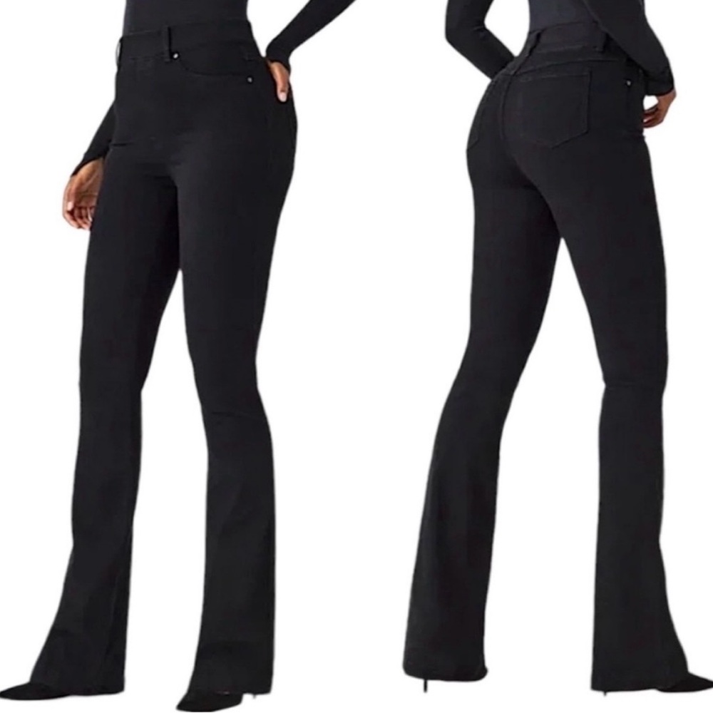 NWT SPANX Black High Rise Flare Stretch Pull-On Jeans Women’s 1X Flattering